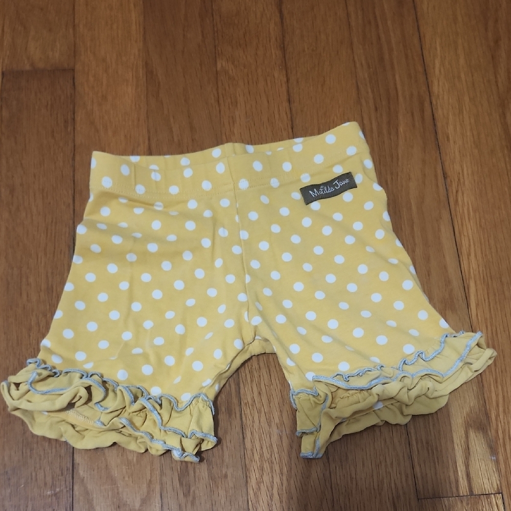 Matilda Jane Yellow Ruffle Shorts with White Polka Dots